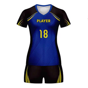 Uniforme de volley-ball unisexe personnalisé, 100% polyester, imprimé par transfert thermique, respirant, ajusté, manches courtes, taille élastique - Product Image 3