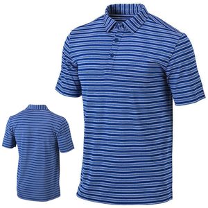 Chemise décontractée bleue unie à manches courtes pour homme, tricotée, coupe classique, boutonnée, 100 % polyester, séchage rapide, service OEM - Product Image 1
