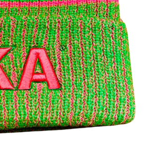 AKA <b>Beanie</b> <b>Hat</b> Without Pom Green White Embroidered Letter Knit Winter Cap Warm Casual Fashion Headwear Stylish <b>Hat</b> for <b>Men</b> Women - Product Image 4