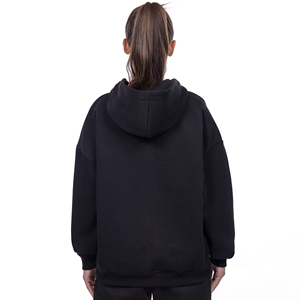 Sudadera con capucha impermeable de forro polar de punto para mujer, estilo liso teñido, ecológica, con cremallera y corte oversize para invierno - Product Image 2
