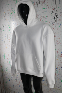 Men's <b>White</b> Hooded Sweatshirt Regular Fit 100% Cotton Fleece Casual Solid Color Pocket Design Winter Wear - Product Image 5