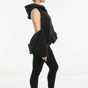 Sweat-shirt décontracté à capuche oversize pour femme avec fermeture éclair et manches détachables, imprimé devant, idéal pour l'automne - Product Image 3