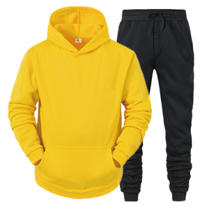 Sudadera con Capucha Blanca Lisa para Hombre, Talla Grande, Conjunto Deportivo Informal de Dos Piezas - Product Image 3