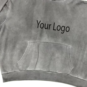 Sudadera con Capucha Gris Lavado con Logotipo Personalizado, Sudadera con Capucha Estilo Vintage con Bolsillo Canguro, Sudadera con Capucha Unisex de Algodón Grueso - Product Image 6