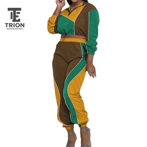 OEM Custom Casual Eco-Friendly Color Block Lightweight Technical <b>Windbreaker</b> Tracksuit <b>Women</b> 2Pcs Color Contrast - Product Image 3