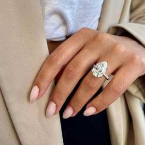 7.50 Carat Pear Cut Lab Grown Diamond Engagement Ring for Women | Luxury Solitaire Bridal Ring 18K Gold Plating | Classic - Product Image 3