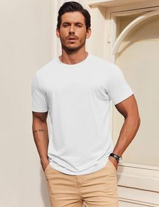 T-shirt pour homme à manches courtes en coton mélangé, col rond, décontracté, basique, pour l'été - Product Image 4