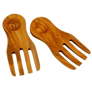 Mélangeur à salade en bois rustique classique, outil de service de table design en bois - Product Image 2