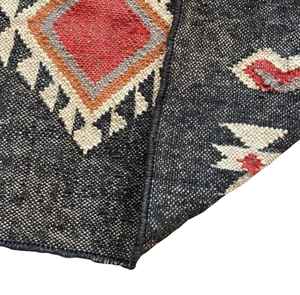 Handwoven Cool Toned Jute-Woolen Kilim Rugs <b>for</b> Living Room Bedroom & Study - Product Image 5