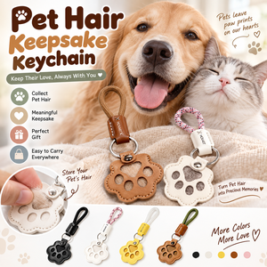 Pet Fur Keepsake Keychain Paw Print <b>Memorial</b> Key Ring Leather Pet Hair Souvenir Loss <b>Gift</b> for <b>Dog</b> Cat Owners - Product Image 3