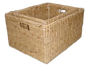 Economically Priced Handwoven Water Hyacinth <b>Woven</b> <b>Baskets</b> Tray Comfortable Handle for Bedroom Living Room Bathroom Organization - Product Image 3