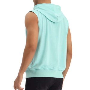 Sudadera con Capucha y Cremallera sin Mangas para Hombre, Color Sólido, Algodón French Terry, Ropa Casual de Verano - Product Image 2