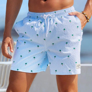 Shorts de plage d'été personnalisés grande taille pour hommes, short de surf et de bain respirant à séchage rapide, taille élastique, en coton/polyester - Product Image 6