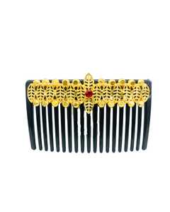 Gold Plated Alloy Hair Comb Vintage Printing Hairpiece Lightweight Fashion <b>Accessory</b> 13 CM for <b>Wedding</b> Party Naykk Creations - Product Image 2