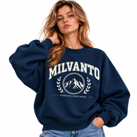 Kaos Sweatshirt Wanita Terbaru Navy, Custom, 450 GSM, Bahan Fleece Katun Tebal, Grafis, Premium, Oversize, Drop Shoulder