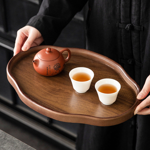 <b>Rustic</b> Wooden Serving Tray for Dining <b>Table</b> <b>Coffee</b> <b>Table</b> Kitchen Counter Handmade Decorative Serving Platter with Side Handle - Product Image 5