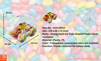 Boîte de rangement pour bonbons en plastique PS de qualité alimentaire réutilisable en forme de voiture Kwang Hsieh 105x68x78mm transparente