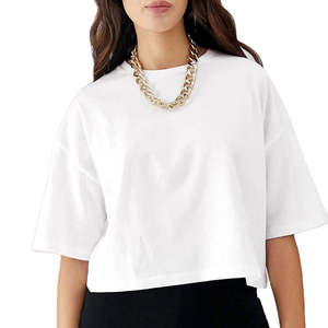 Camisetas cortas para mujer, personalizables con logotipo, de alta calidad, transpirables, de algodón, estampadas o lisas, servicio OEM. - Product Image 1