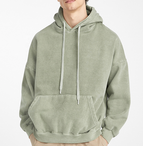 เสื้อมีฮู้ดผ้าขนแกะหนาโอเวอร์ไซส์สำหรับผู้ชายเสื้อออกกำลังกายผ้าย้อมสีพื้นแบบกำหนดเองสำหรับฤดูหนาว - Product Image 5