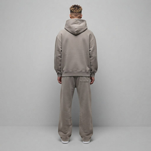 Ensemble de survêtement décontracté d'hiver pour homme en molleton technique, 100 % coton, poids moyen, coupe oversize, style streetwear, 2 pièces - Product Image 6