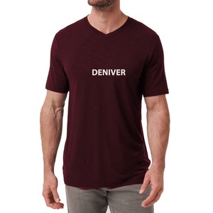 Camisetas informales con cuello en V para hombre de calidad superior sólido azul oscuro algodón/Modal/Spandex mezcla 100% algodón suave Rib Collar corto - Product Image 3