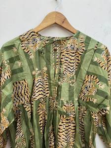 Vestido Mini de Algodón con Estampado de Bloques a la Moda para Mujer, Perfecto para Salidas Informales y Uso en Verano - Product Image 2