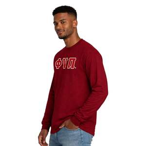 Maglietta a Maniche Lunghe con 3 Lettere Kappa Alpha Psi Old Skool Phi Nu Pi Marrone, Abbigliamento per Fraternità Greca con Design Vintage e Comfort - Product Image 3