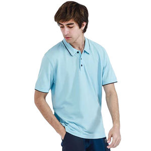 เสื้อโปโลแขนสั้นสีฟ้าอ่อนสำหรับผู้ชาย รุ่นยอดนิยม สีพื้น เรียบง่าย ระบายอากาศได้ดี ผ้าทอ ทรงปกติ - Product Image 2