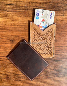 Porte-cartes en cuir véritable sculpté à la main, étui rectangulaire, porte-cartes de crédit, mignon, petit porte-cartes de mode occidentale - Product Image 4