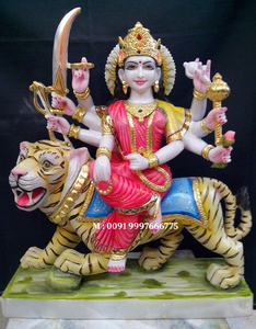 Statue de Durga Mata avec déesse hindoue indienne avec exécution utilise une très belle œuvre d'art glorieuse Navratri marbre pur spécial - Product Image 4