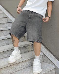Shorts Bermuda en jean délavé pour homme, taille mi-haute, coupe décontractée ample, style streetwear, en coton - Product Image 2