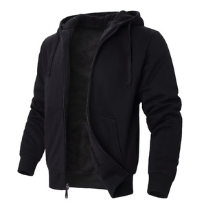 Sudadera con Capucha para Hombre, Color Borgoña, con Cierre, Forro Polar, Informal, de Invierno, Corte Regular, Color Sólido, Transpirable, Tejida - Product Image 4