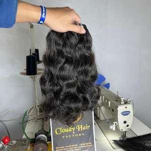 Extensions de cheveux humains vierges Remy de haute qualité du fournisseur vietnamien, cuticules entièrement alignées, noirs, ondulés naturels, cheveux machine Genius - Product Image 1