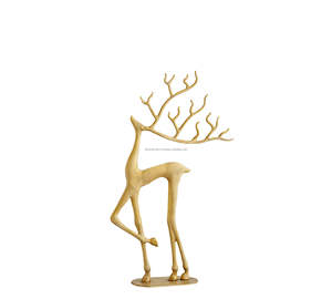 Decoración de aluminio con acento moderno para el hogar de alta calidad, recién llegado, escultura combinada dorada de Reno esculpido en oro negro - Product Image 4