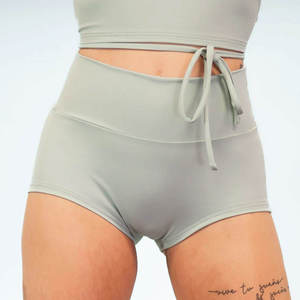 High Elastic Waist Washed Cotton Compression <b>Booty</b> Shorts for Women Breathable Gym Yoga Running - Product Image 2