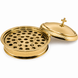 Plateau de service de communion finition or, ensemble en acier inoxydable, plateau sacré avec couvercle, assiette pour cérémonie religieuse - Product Image 1