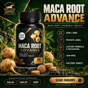 Suplemento de Extracto de Raíz de Maca Halal Elma Food, 60 Tabletas Masticables, Apoyo Energético para Hombres, Metabolismo, Circulación, GMP, HACCP - Product Image 1