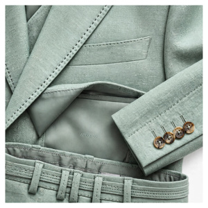 Traje de Negocios para Hombre AMKOOR ENTERPRISES, Verde Claro, 100% Poliéster, Estilo Británico, Cuello de Solapa, Antiarrugas - Product Image 6