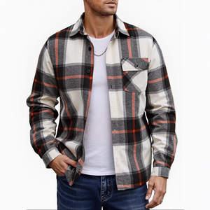Mens High Quality <b>Checked</b> Flannel <b>Shirt</b> with Hoodie Fleece Lined Winter Zipper Front Streetwear Windproof Shacket Coat Wholesale - Product Image 3