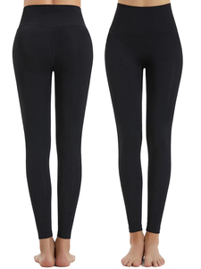 Leggings de sport pour femme, tricotés, unis, respirants, sans couture, taille mi-haute, doux pour la peau, effet galbe fessier, pour yoga, course et gym - Product Image 3