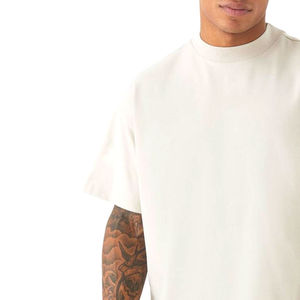 T-shirt surdimensionné à épaules tombantes, col rond, en coton infroissable, coupe carrée pour homme, à prix abordable - Product Image 5