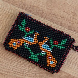 Ensemble de porte-monnaie vintage perlé : motif paon et étoile, broderie artisanale - Product Image 6