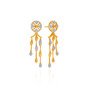 Modern Long <b>Dangle</b> 18K Yellow Gold <b>Earrings</b> with Lab Grown <b>Diamond</b> Accents Trendy OEM ODM Wholesale Manufacturer - Product Image 3