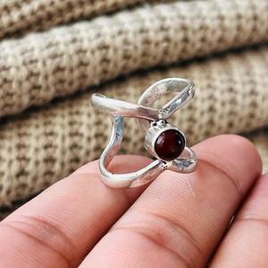 Minimalist Tribal garnet Brass <b>Ring</b> <b>Silver</b> Plated <b>Adjustable</b> Vintage Wholesale <b>Ring</b> For Women - Product Image 3