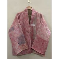 Veste kimono en patchwork 100% coton faite à la main, col châle, manches longues, écologique, pour femme