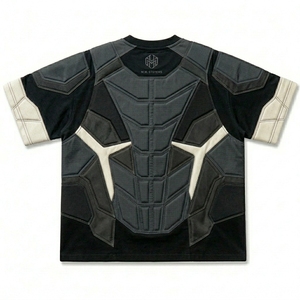 เสื้อยืดโอเวอร์ไซส์ผู้ชาย แขนสั้น คอกลม แต่งแถบสีตัดกัน สไตล์สตรีทแวร์ พิมพ์ลายตามสั่ง คุณภาพสูง - Product Image 4