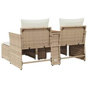 Sofá de Jardín de 2 Plazas en Ratán Sintético PE Beige con Patas Ajustables, Conjunto de Muebles de Jardín - Product Image 6