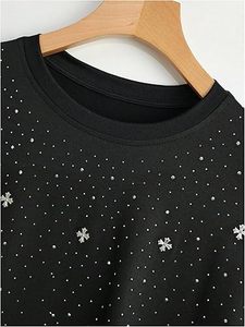 Custom Minimal <b>Rhinestone</b> T Shirt Unisex Oversized Crystal Streetwear <b>Top</b> OEM Manufacturer T Shirt For Men - Product Image 5