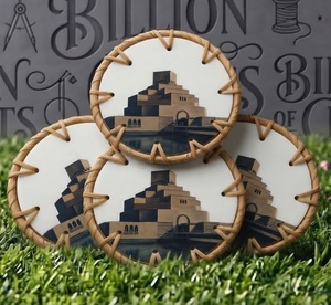 Posavasos de Esmalte con Diseño del Museo de Arte Islámico de Doha, Tejido en Ratán - Product Image 3