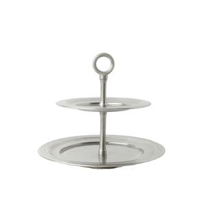Support de service rond classique en métal à 2 niveaux, support à gâteau en acier inoxydable avec poignée pour mariage, anniversaire et présentation de desserts de fête - Product Image 1